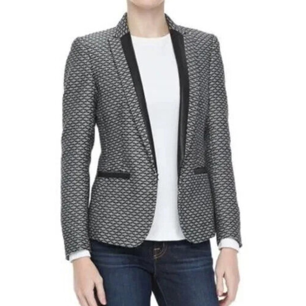 Rag and Bone NWOT black and white blazer with leather trim in size 12